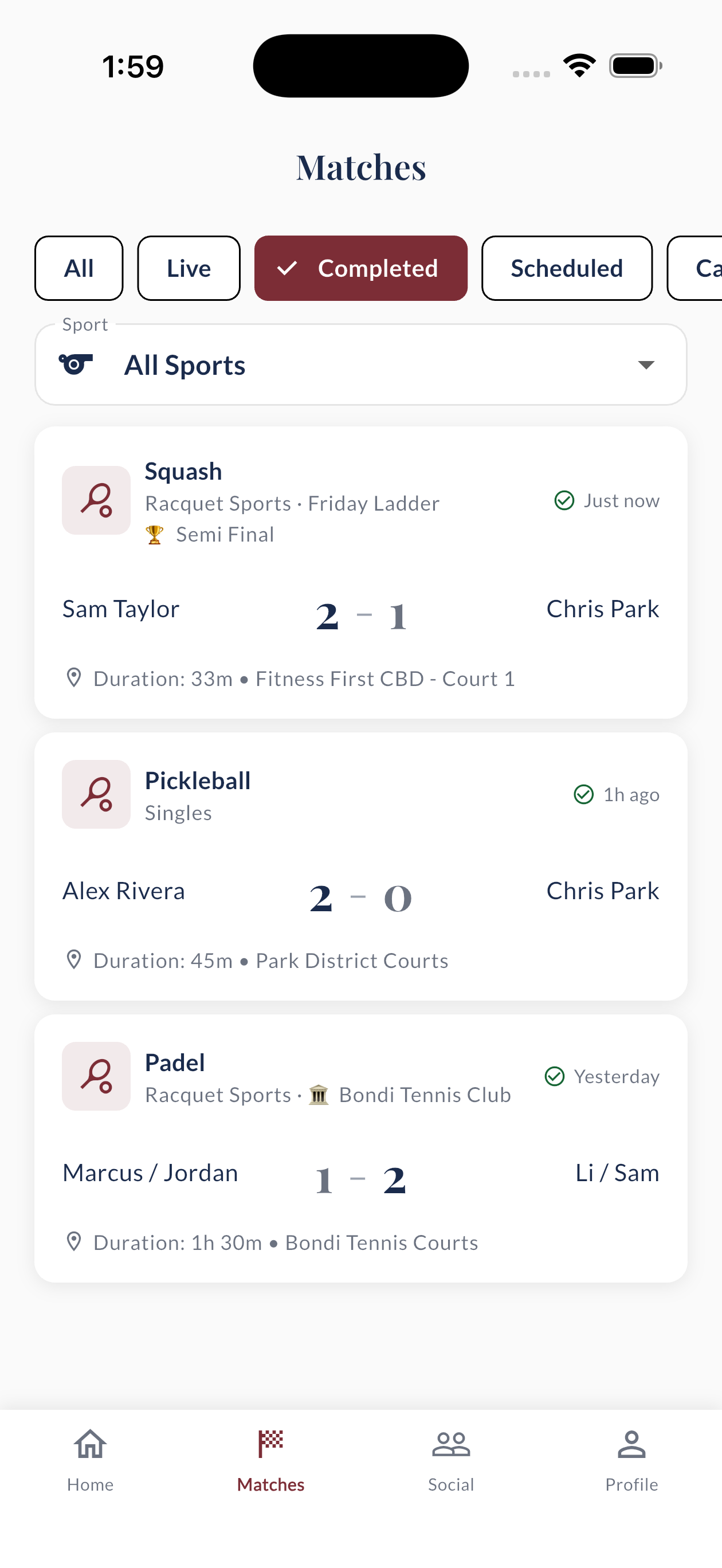 Volley match history
